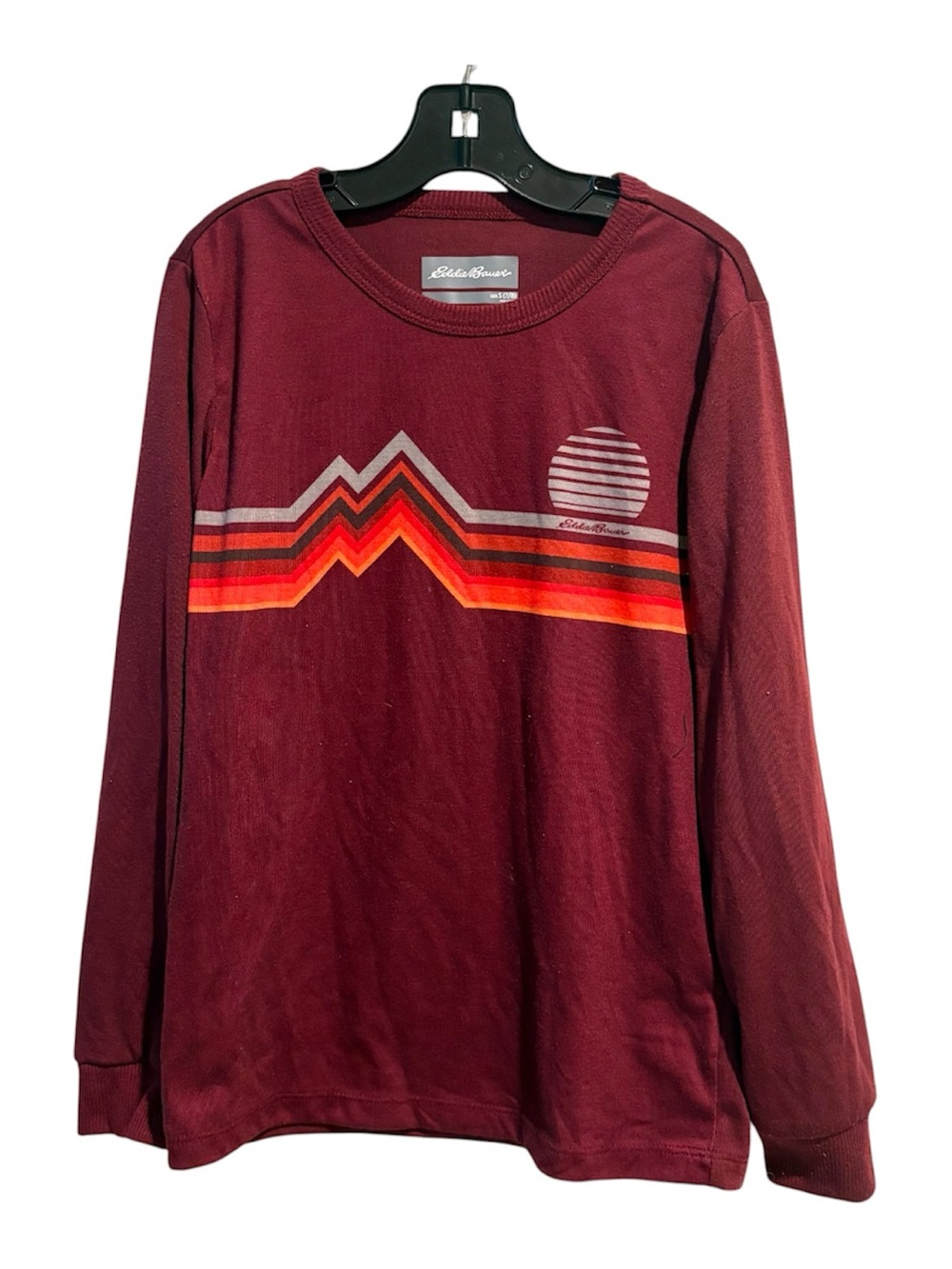 Eddie Bauer T-Shirt Boy's S 7/8 Long Sleeve Maroon Gorpcore Outdoors Athleasure